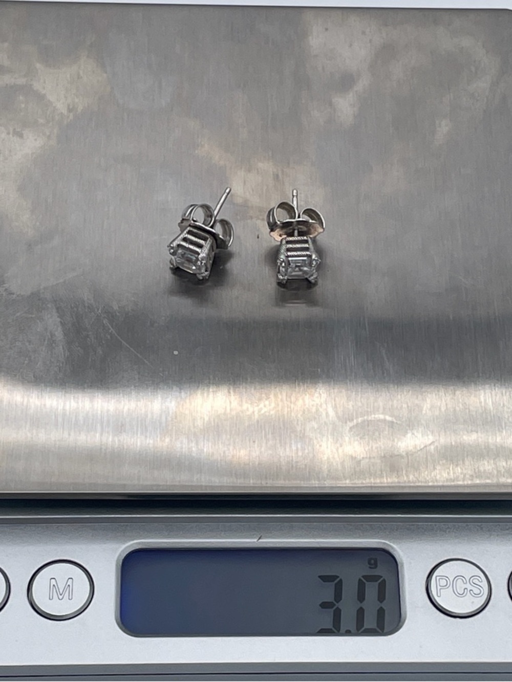 Judith Ripka Clear Stone Asscher-Cut Stud Earrings in Silver Tone - Picture 3 of 6